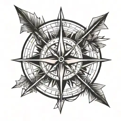 Long Arrow Piercing A Compass Rose