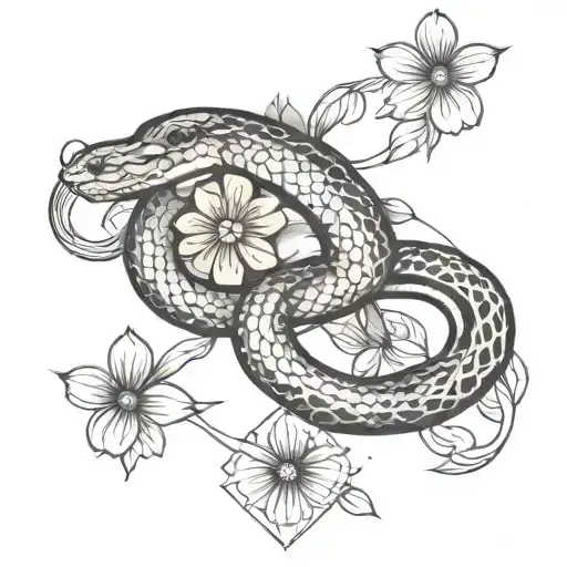 Snake With Flowers