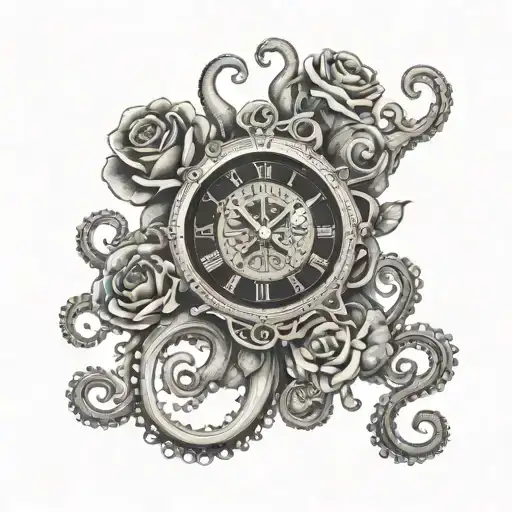 Octopus Clock Knife With Roses