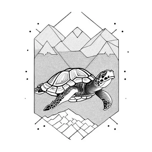 Turtle With Mountains