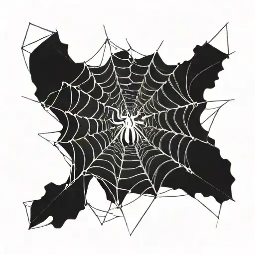 Spider Web With A Spider Going Down