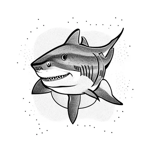 Shark Swimming With Shadow