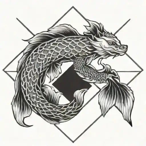 Lotos With Yin Koi Fish