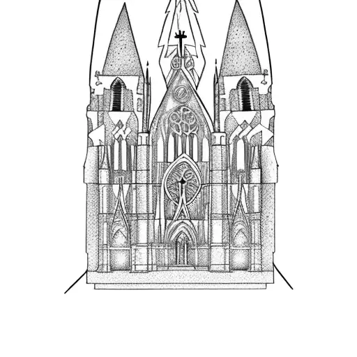 Irish Cathedral Exterior With Spiritual Geometry