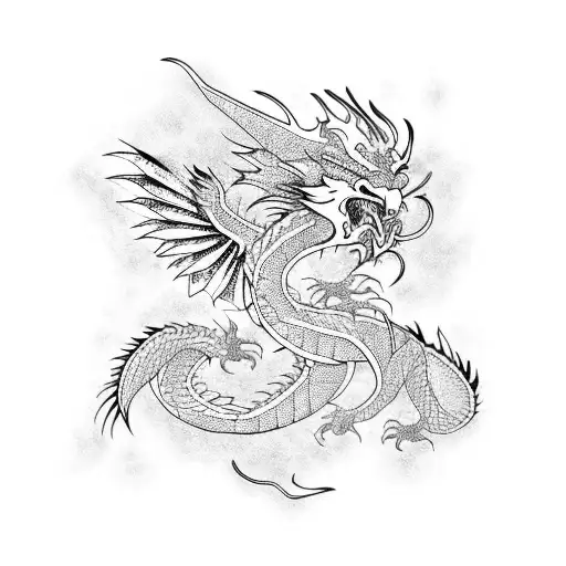 Mighty Golden Dragon With Wings