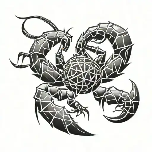 Scorpio Astrological Symbol Incorporating Elements Of Tribal