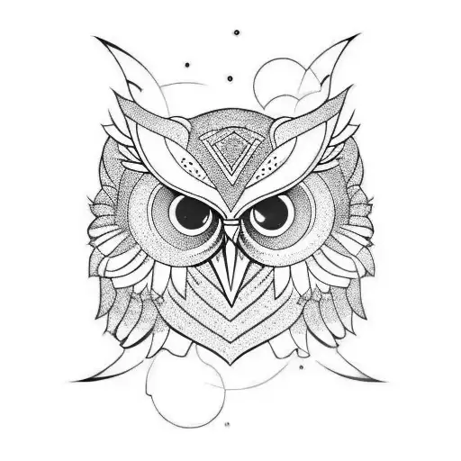Owl Shape With Blue Shading