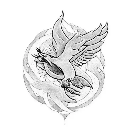 Sketch Me A Tattoo Of A Flying Phoenix With A Musical Note And A Lambda Symbol I