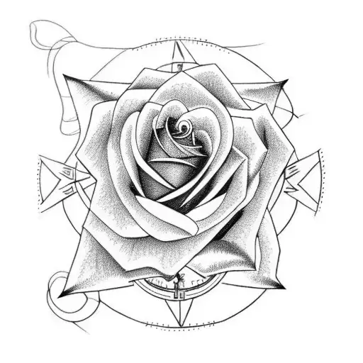 Rose With A Compass And Wind Rose