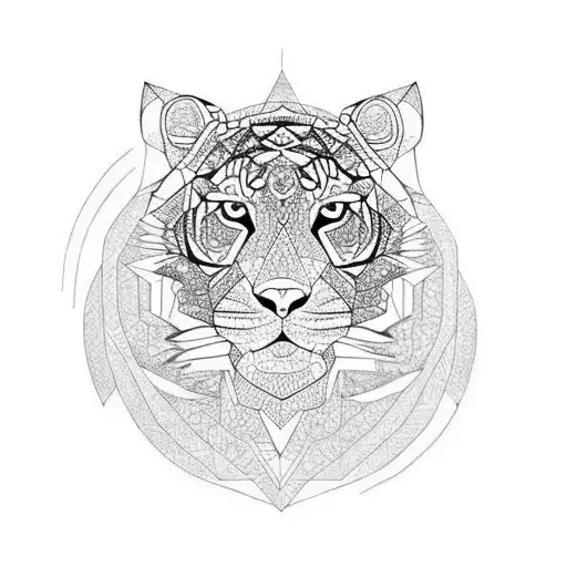 Geometric Tiger Head In A Mandala