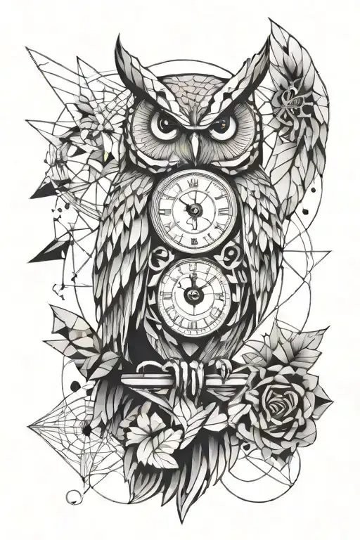 Owl Holds A Clock