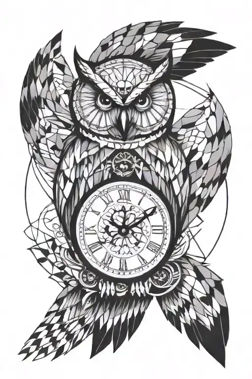 Owl Holds A Clock