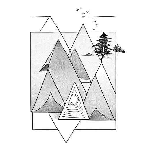 Upside Down Triangle With Tree Emerging