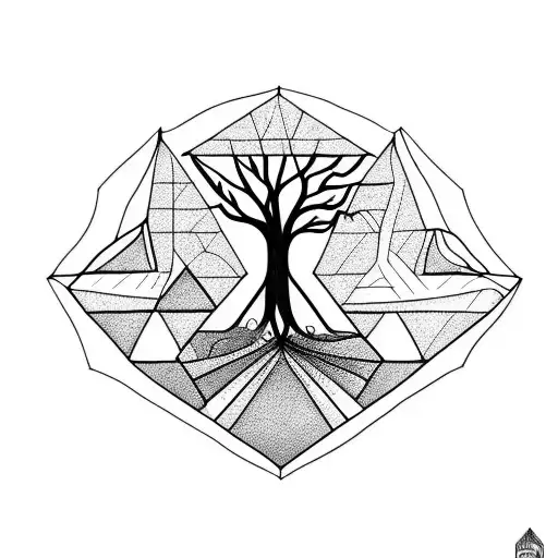 Upside Down Triangle With Tree Emerging