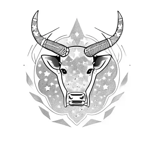 Bull Horns With Labrys With Stars With Crete Pattern