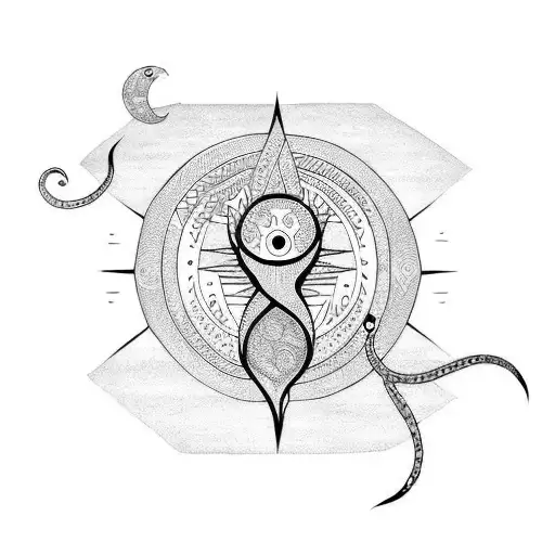 Snake With Sun And Moon