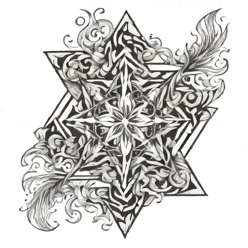 Shull Surrounded By Shapes With A Fairy Hold Paint Brushes On Fire