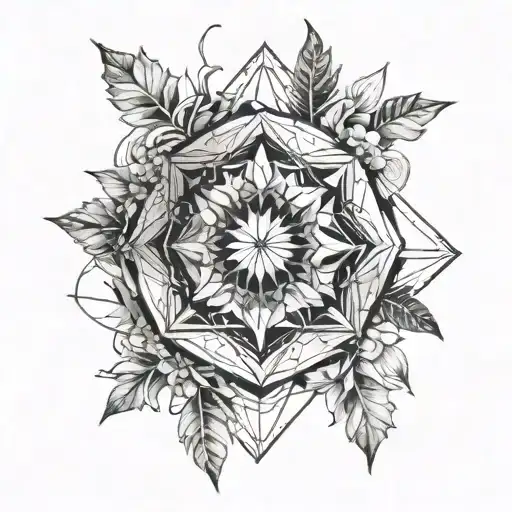 Sketch Style Tattoo Design Incorporating Elements Of Nature