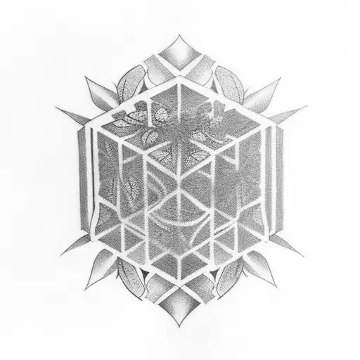 Color Tattoo Design Of A Solved Rubiks Cube Surrounded By Vines