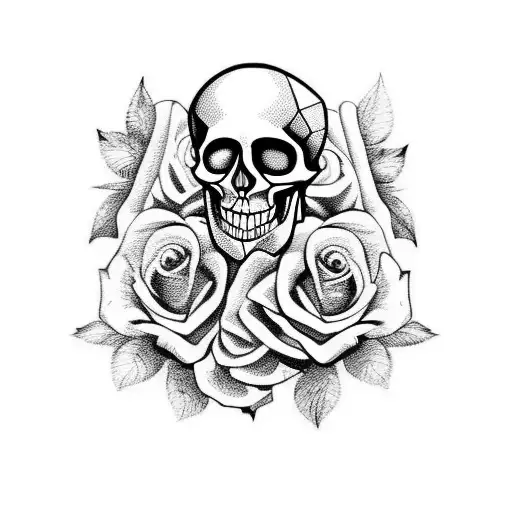 Skull And Roses And Woman