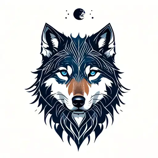 Wolf With Moon Phases