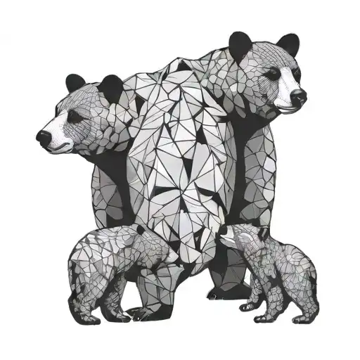 Mama Bear And Cubs Hugging 2 Daughters