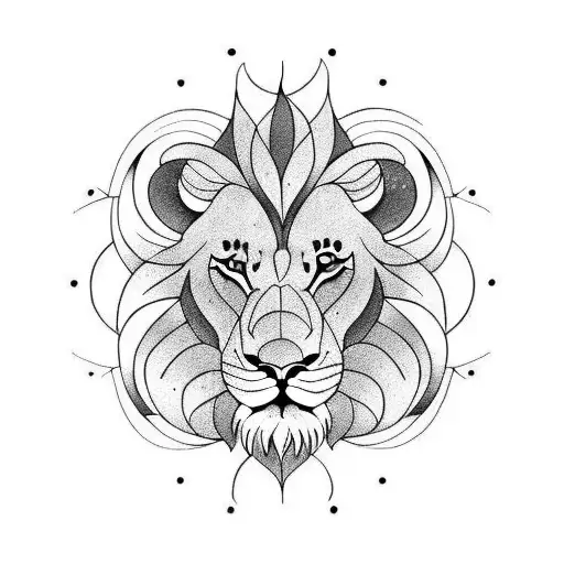 Youthful-looking Lion Tattoo In A Stained Glass Design