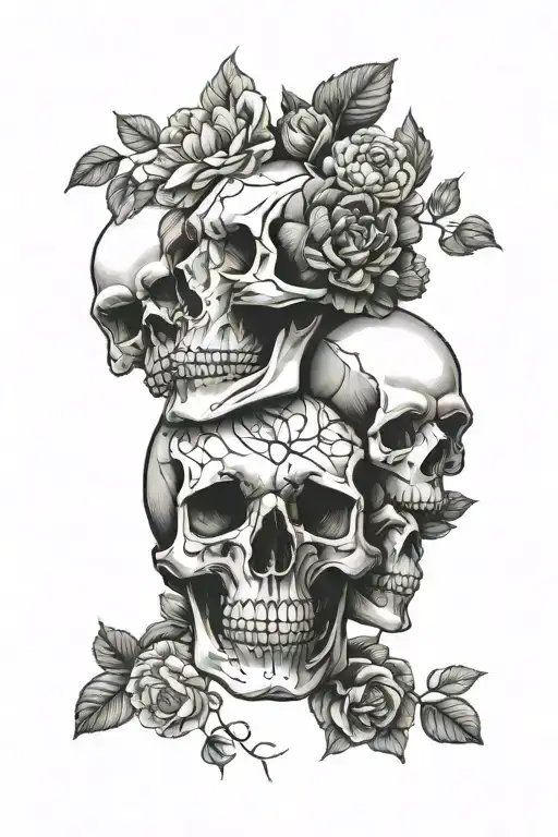 Skulls And Birth Flower Bouquet