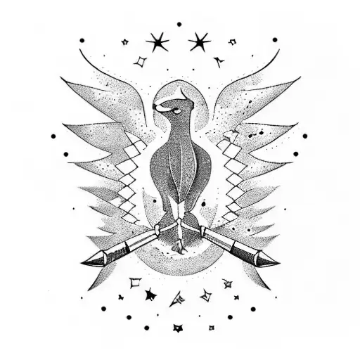 Liberte Word Tattoo With Sagittarius Element