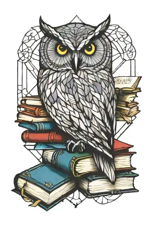 Books And Owl Stained Glass Filled