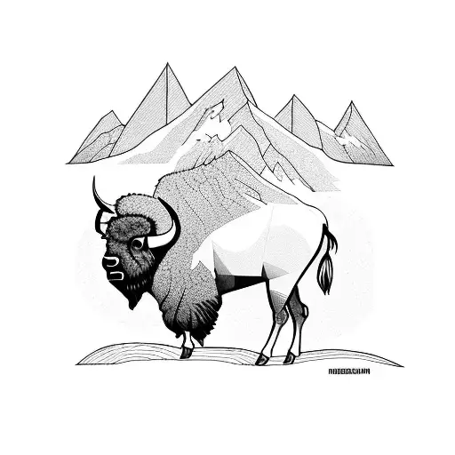 Bison And Mountain