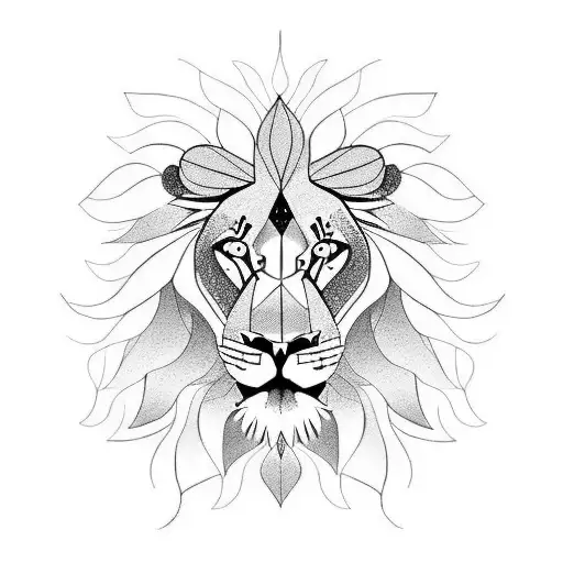 Lion And Leaves