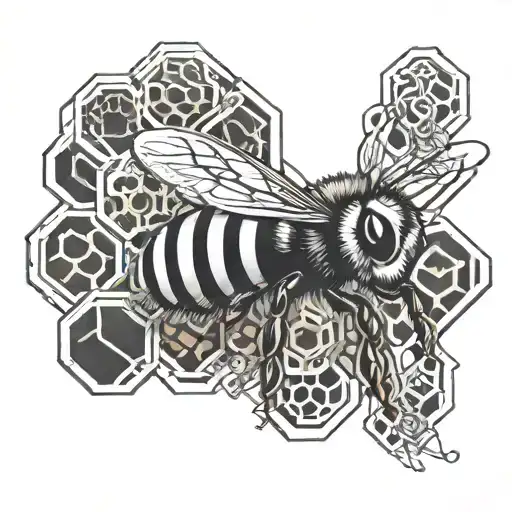 A Bee And Honeycombs In The Background