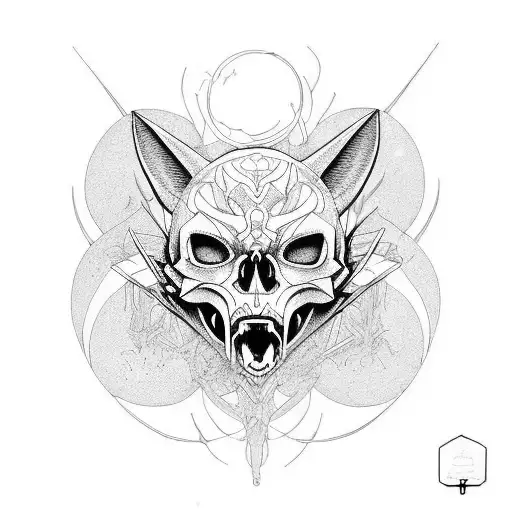 Cat Demon Skull Ina Triagle