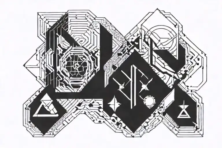 Geometric Lines And An Inscription In The Form Of A Bracelet