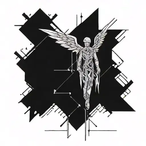 Geometrical Icarus Tattoo With Morse Code And Binary Code
