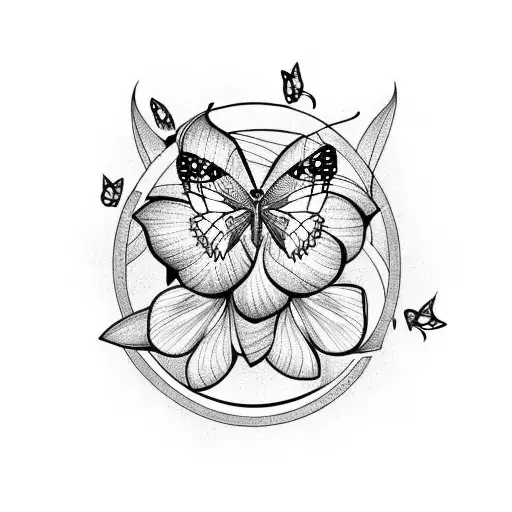 Butterfly And Flowers Around The Word Free