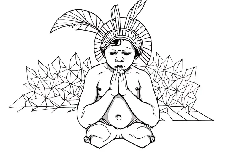 African Baby Praying Kneeling Spartan