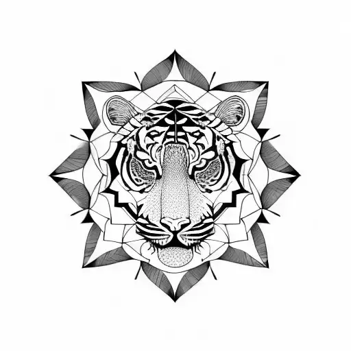 Tiger Head In A Mandala