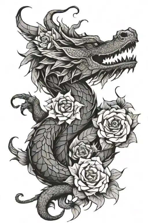 Dragon With Flowers