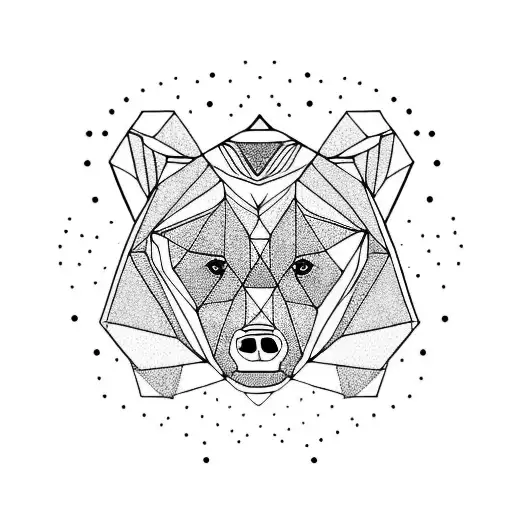 Geometric Bear In Forest