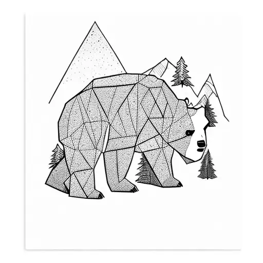 Bear In Forest With Mountains