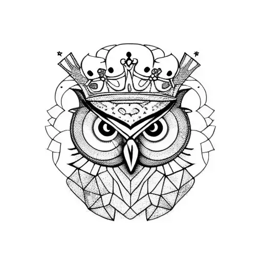 Half Owl Face With A Crown
