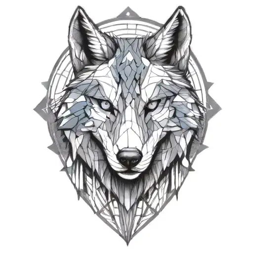 A Futuristic Wolf Design With Cybernetic Enhancements Reflecting The Client's Passions