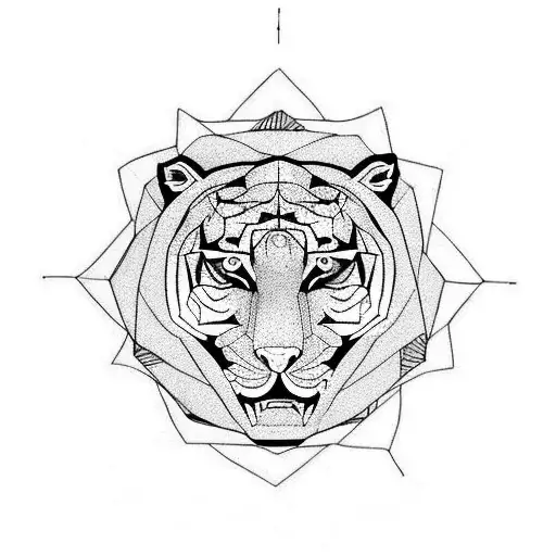 Geometric Tiger Head Inside Of A Mandala