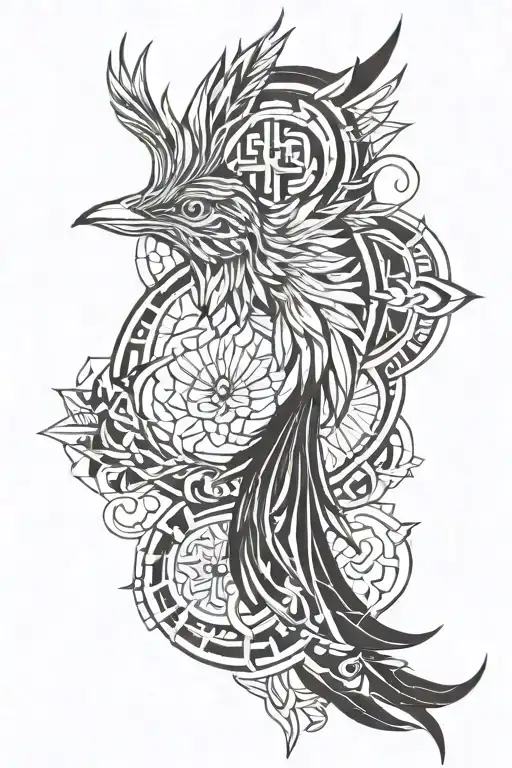 Phoenix And Om Symbol