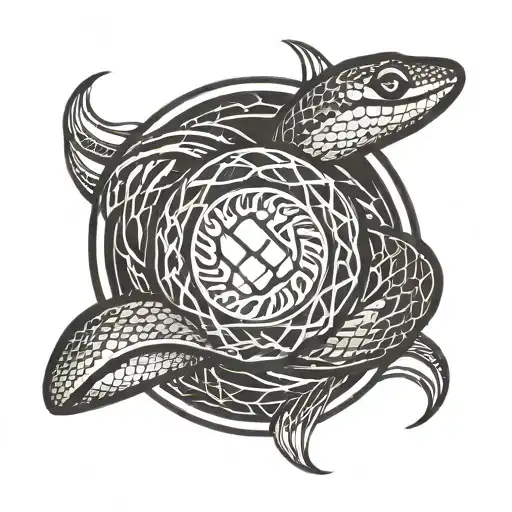 Round Snake Logo With Horizontal Line In The Middle