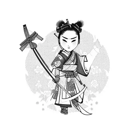Female Samurai With Cherryblossom
