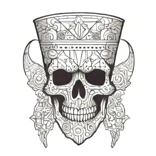 Skull Wearing Dixie Cup With 4 Gold Teeth