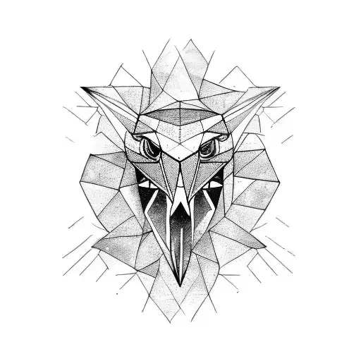 Black And Grey Water Color Geometric Hawk